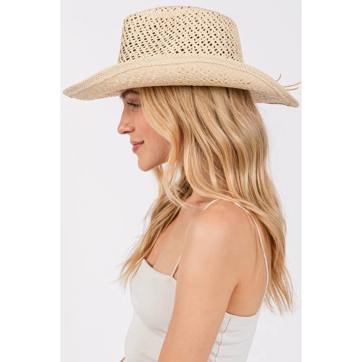 Collections by Fame Accessories - Wholesale Fedora - Women's - Straw Braid String Western Cowboy Hat