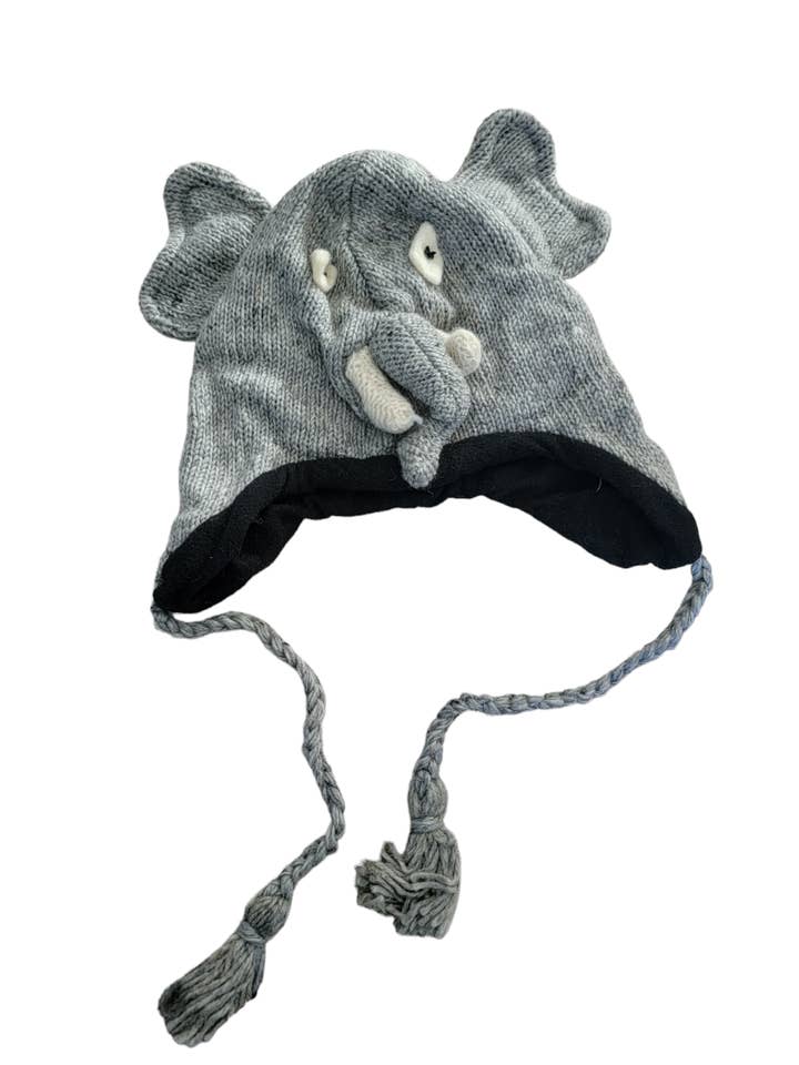 AH127 Fleecefodrad ullstickad djurhatt Elefant för wholesale av Evergreen Guardian Imports