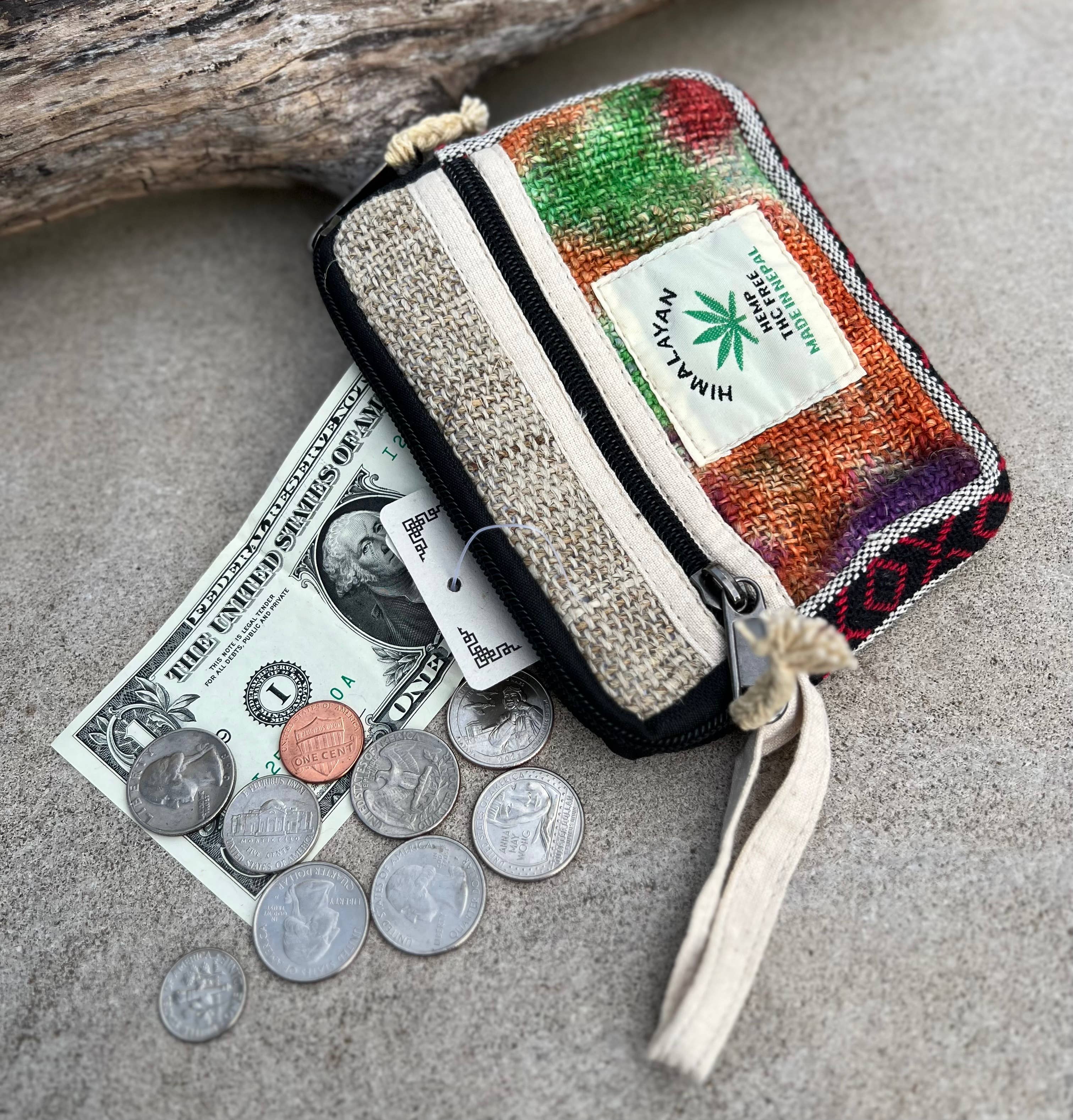 Lungta Imports – Engroshandel Møntpung - Dame – Hamp 2 lommer lynlås møntpung, tegnebog, makeuppose1