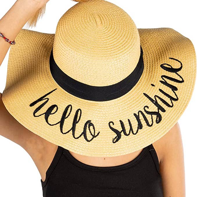 Funky Junque - Wholesale Straw Hat - Women's - Messy Bun Sun Hat - Hello Sunshine
