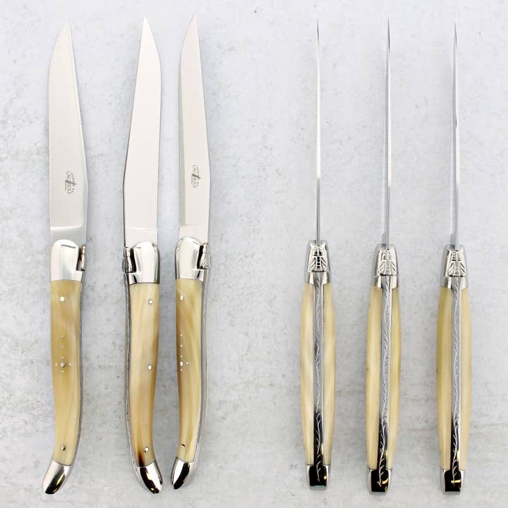 Forge de Laguiole Horn Tip Handle Steak Knives for wholesale by Laguiole Imports