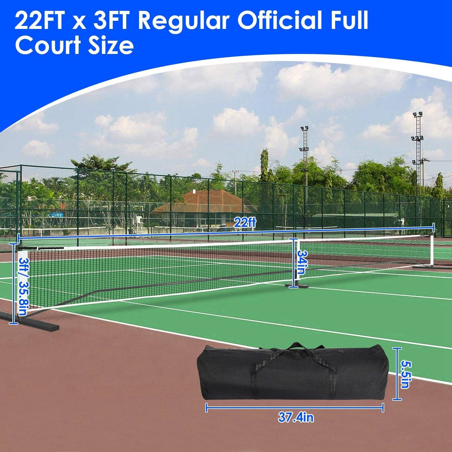 Hard Rock Health Stores - Wholesale Sporting Accessories - Portable Pickleball Net Set 22ft Regulation Size5