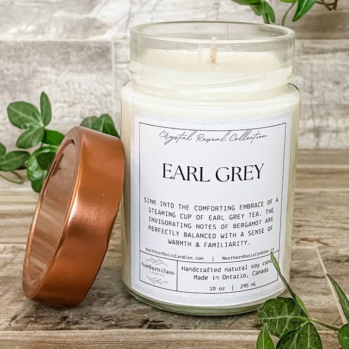 Northern Oasis Candles - Wholesale Jar/Filled Candle - Earl Grey Hidden Crystal Reveal Soy Candle