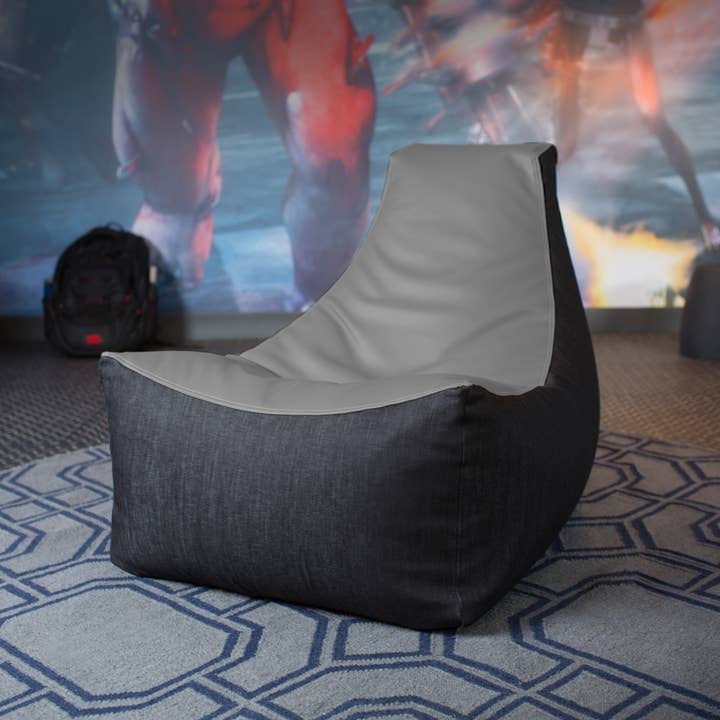 LuvU - Wholesale Chair - Jaxx Pixel Gamer Bean Bag Chair, Premium Vinyl / Dark Denim44