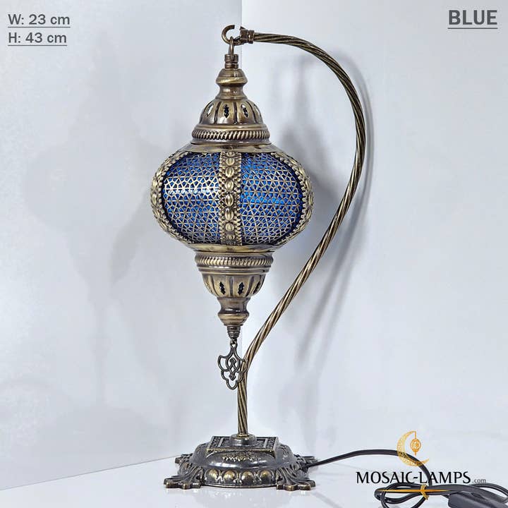 Mosaic Lamps - Wholesale Accent/Desk Lamp - Syrian Swan Neck Table Lamp, Gooseneck Perforated Metal Desk