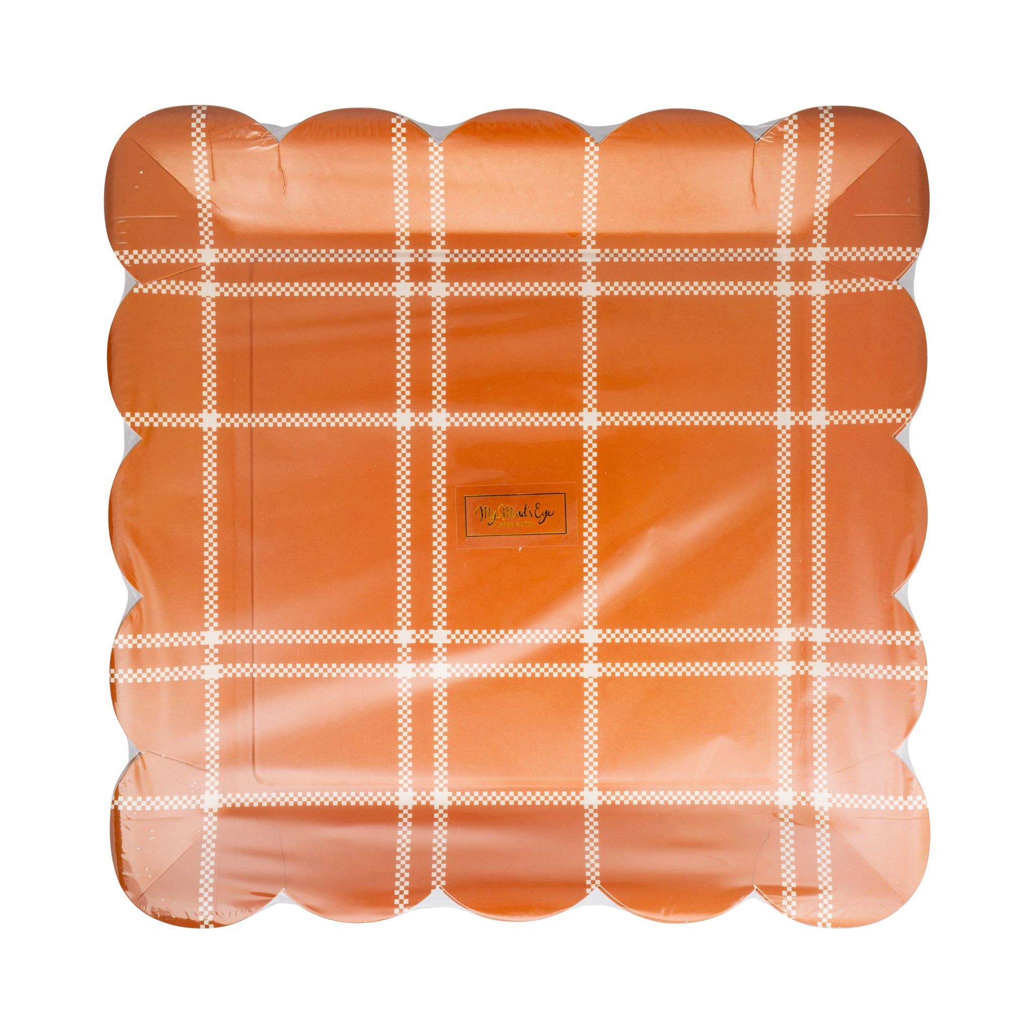 My Mind’s Eye - Wholesale Disposable Plate - GBL1243 - Rust Windowpane 10" Paper Plate3