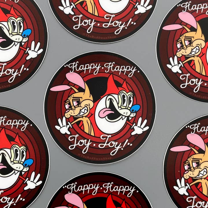 The Red Swan Shop – Engroshandel Klistermærke – Vinyl Mærkat - Ren og Stimpy - Gummislangestil2