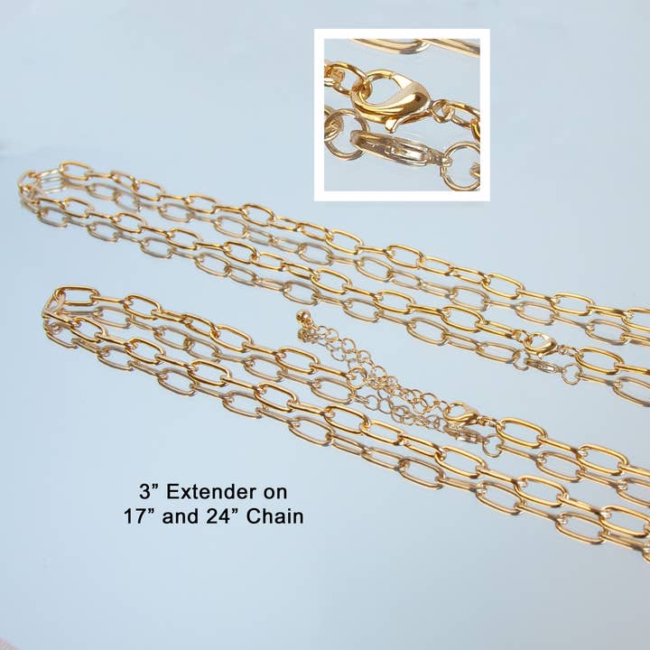 Charles Albert Inc - Wholesale Link & Chain Necklace - Gold Tone Base Metal Paperclip Chain with Lobster Claw Clasp1