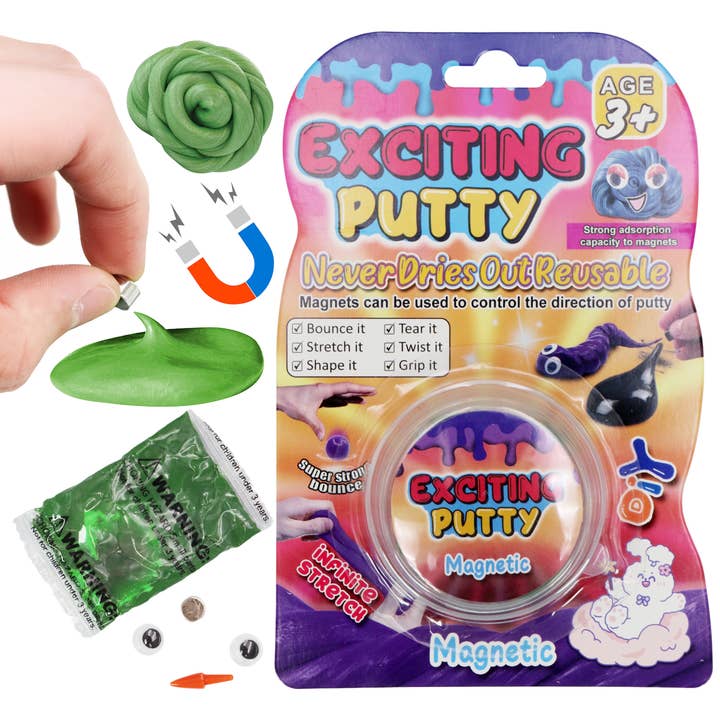 Cap Zone - Wholesale Putty/Slime - Kids - Magnetic Exciting Silly Putty Jar - 12 pcs