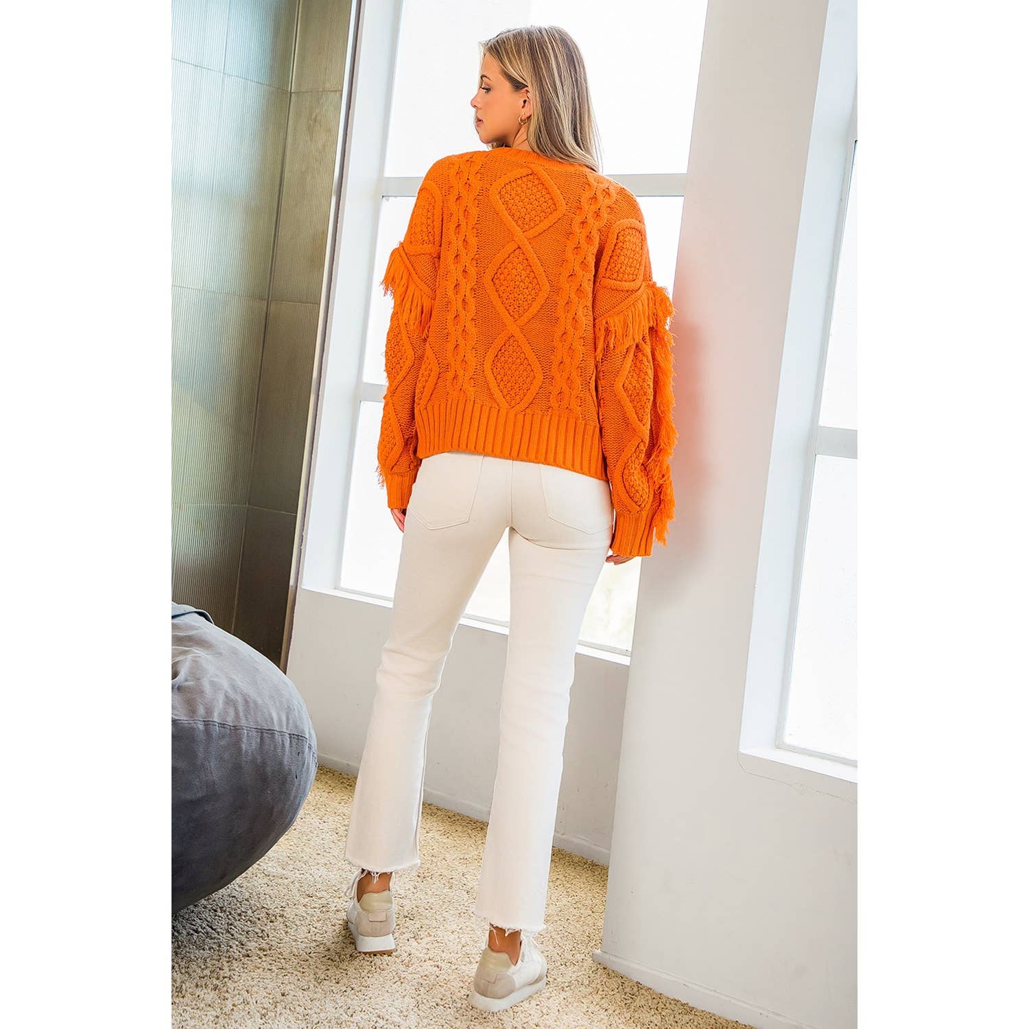 THML - Wholesale Knit Sweater - Women's - Knit Fringe Sleeve Sweater4