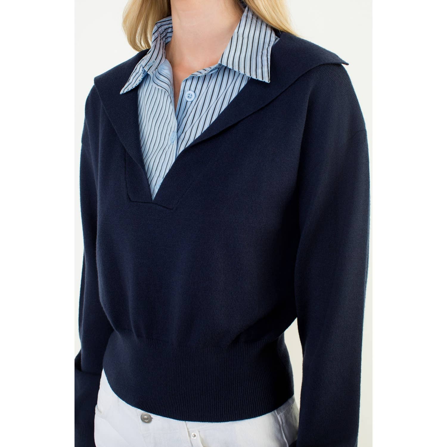 BLU NAVY Maglione a Collo Alto in Maglia in vendita all'ingrosso su Faire3