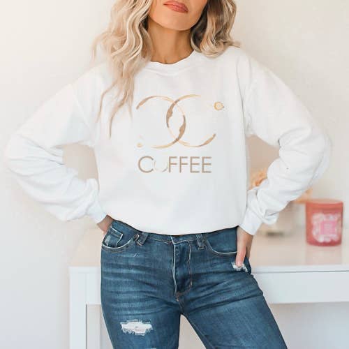Wild Indigo - Vente Sweat-shirt à imprimés – femme - Chandail à col rond Coffee Stain1