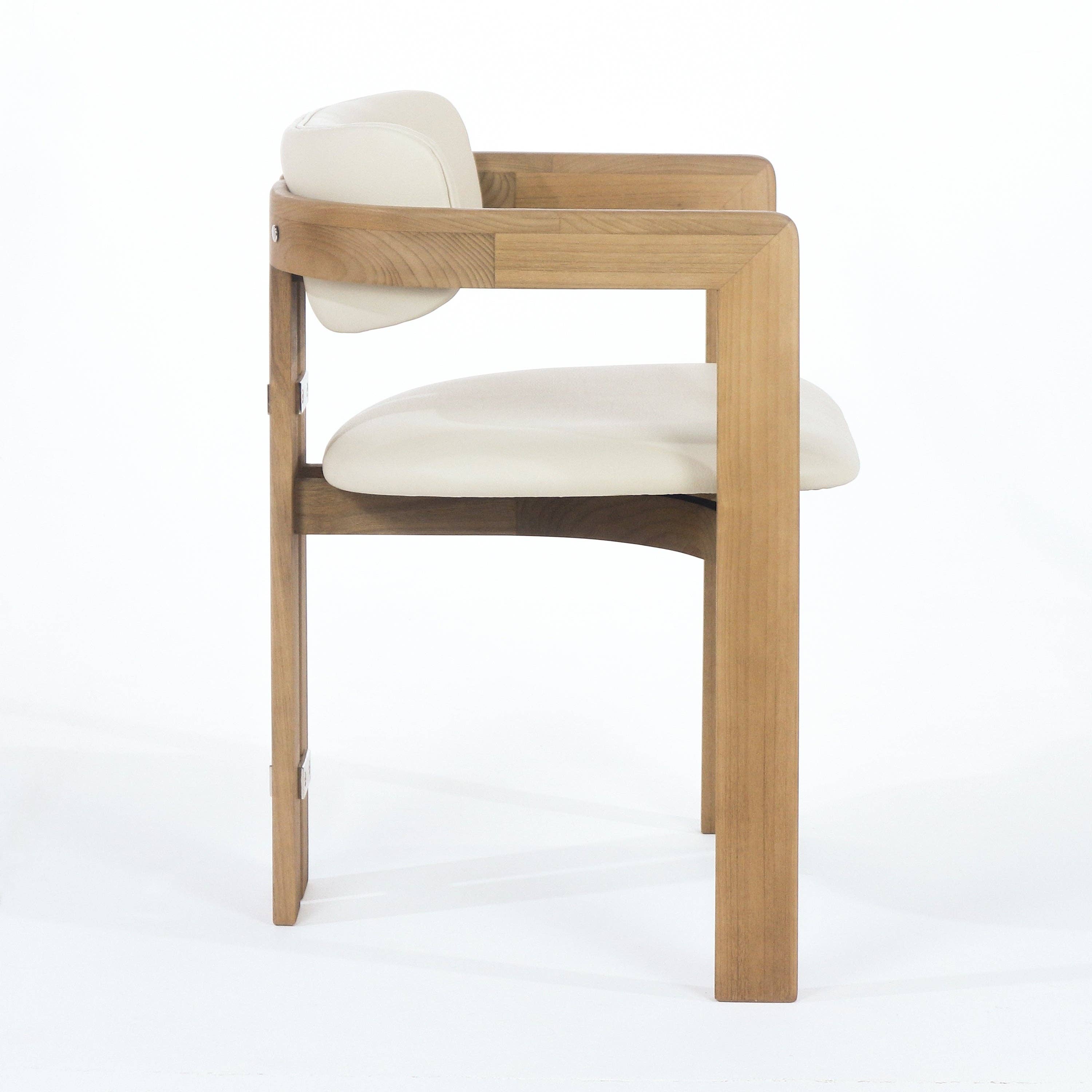 INTERIOR TONIC - Wholesale Chair - Pamplona Teak & Beige Leather Dining Chair8