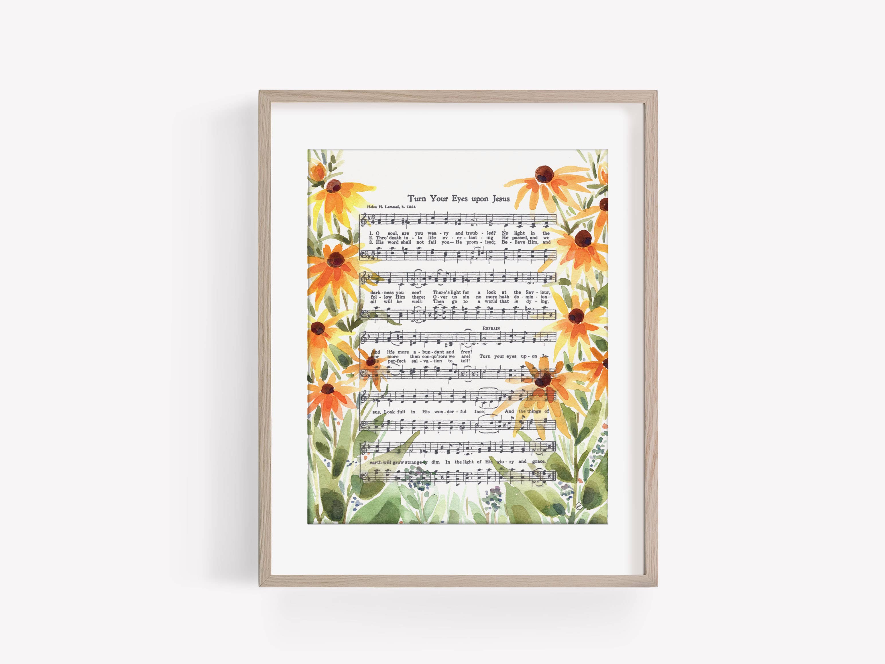 Marydean Draws - Wholesale Art Print - "Turn Your Eyes Upon Jesus" Black-Eyed Susan Hymn Print1