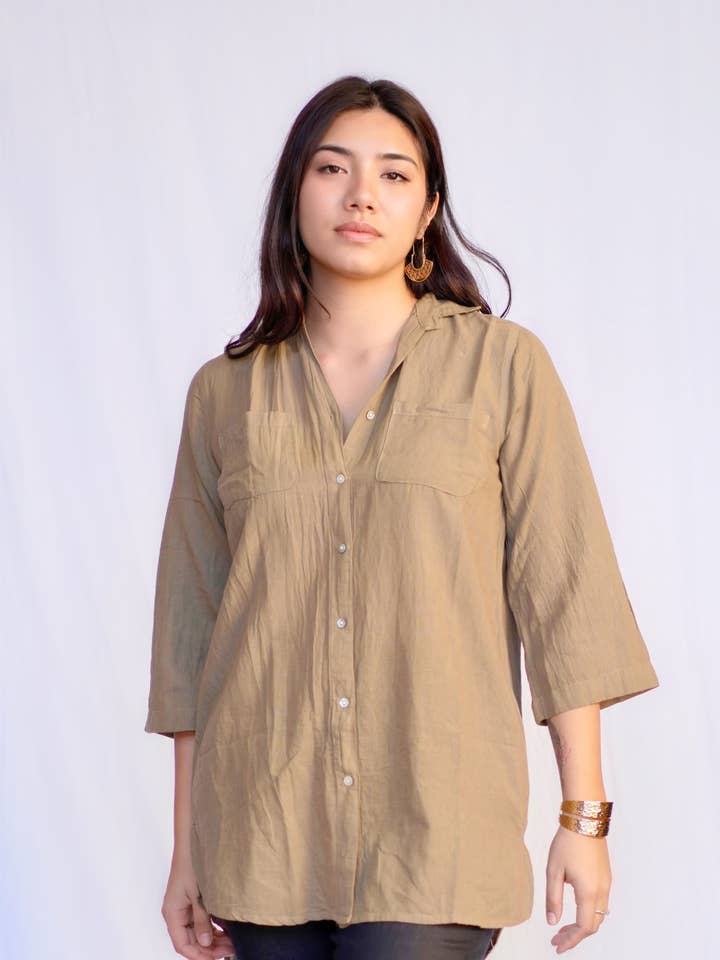 Långärmad skjorta - Taupe för wholesale av Dolma