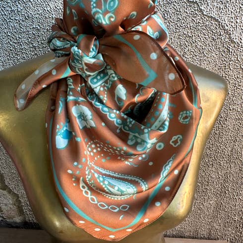 A Rare Bird Shop - Wholesale Scarf - Women's - Rust Turquoise Paisley Wild Rag