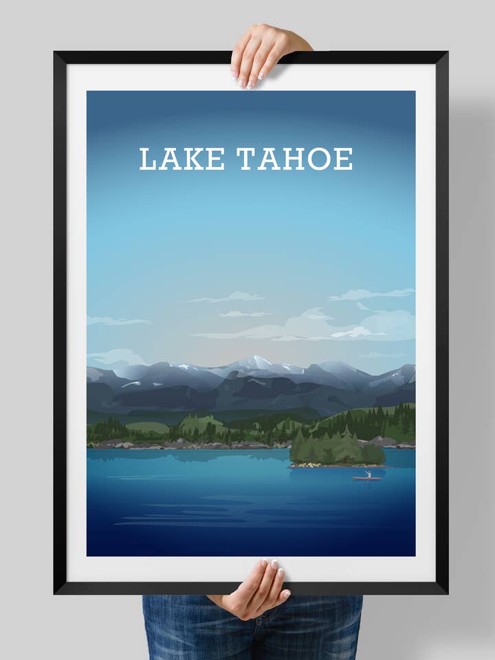 Lake Tahoe Poster, National Park USA, Sierra Nevada for wholesale by Hillview Prints