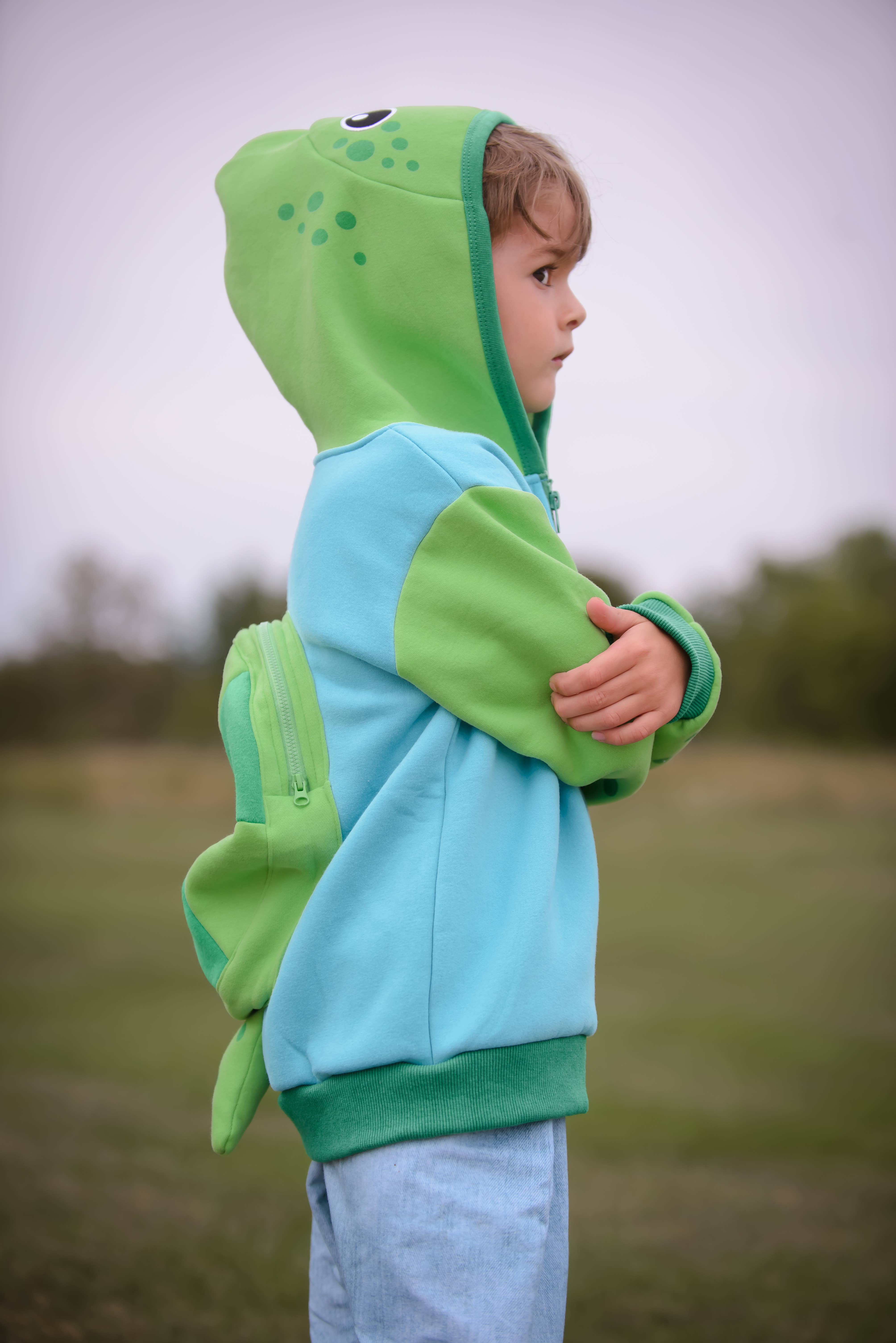 Doodle Pants - Vendita all'ingrosso Felpa con cappuccio - Bambini - Zaino con cappuccio 3D Sea Turtle per bambini e bambini1