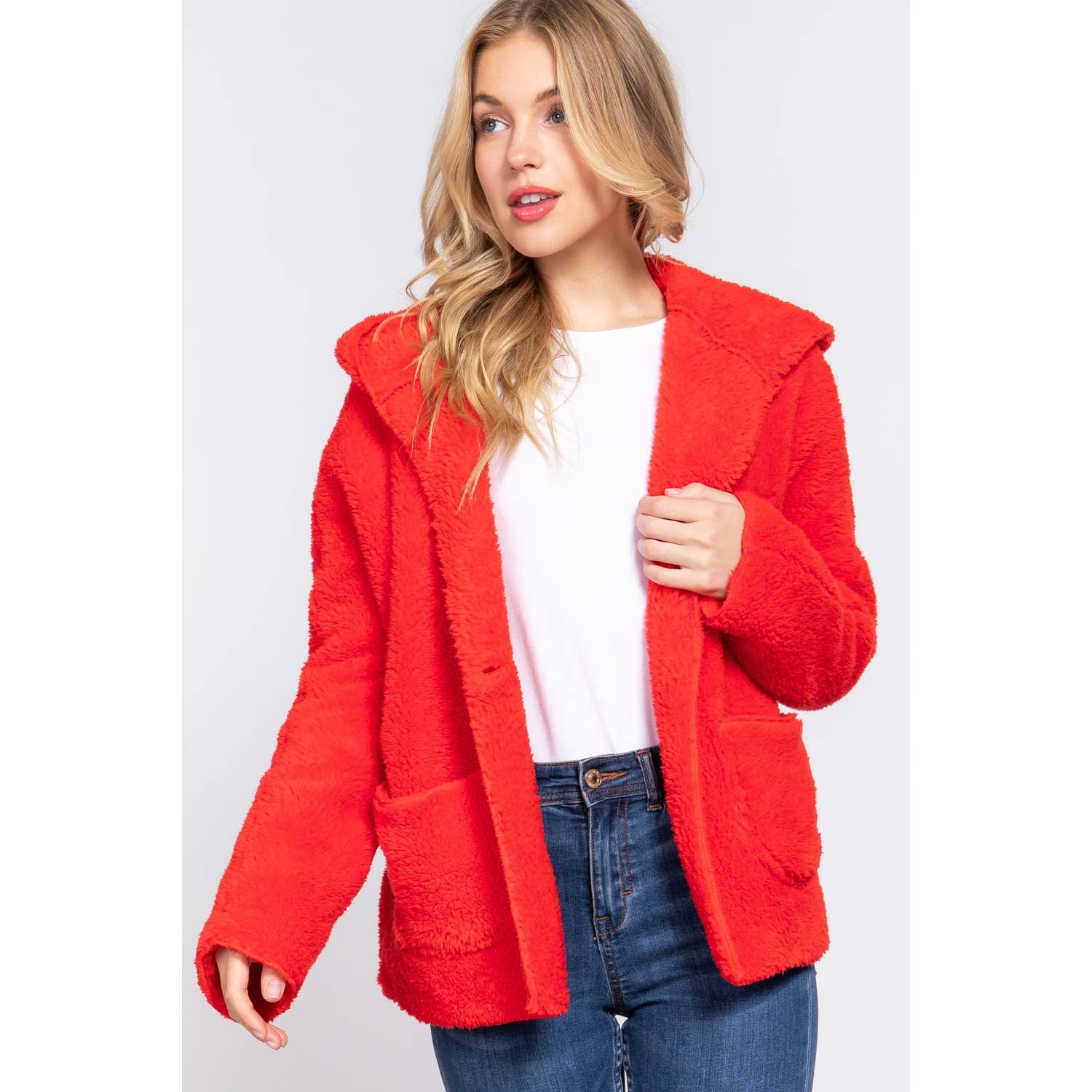 Apolline - Wholesale Jacket - Women's - LONG DOLMAN SLV HOODIE SHERPA JACKET9