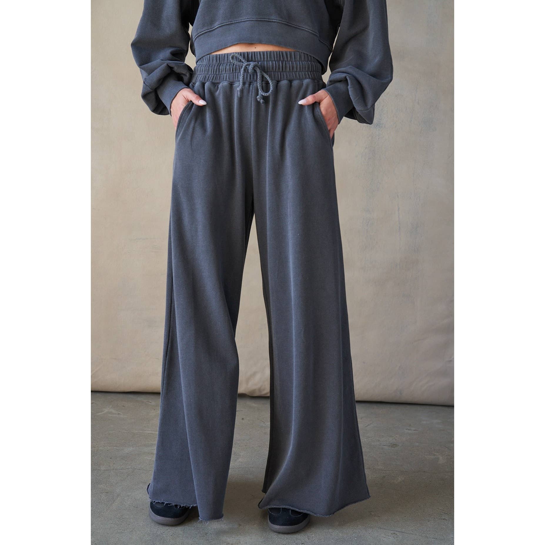 lalamia - Wholesale Pants - Women's - Matching Rib Wide Oversize Sweatpants14