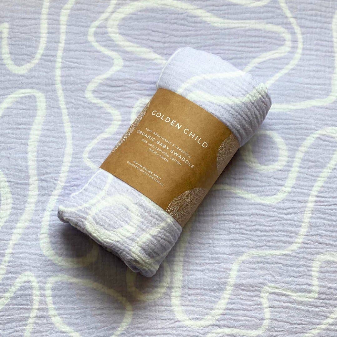 The Laze Organic Cotton Baby Swaddle - Lilac for wholesale on Faire6