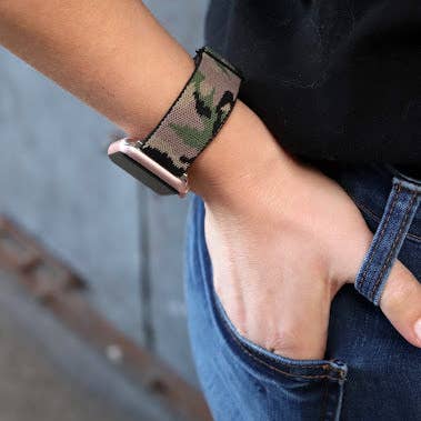 Thomas and Lee Company - Wholesale Watch Band/Strap - Women's - Green Camouflage Adjustable Fabric Apple Watch Band1