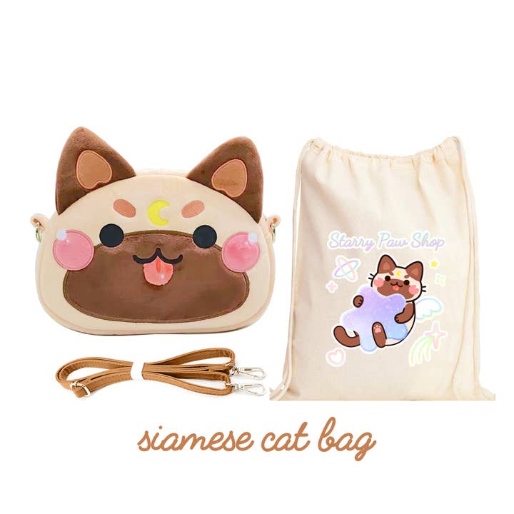 Starry Paw Shop - Wholesale Crossbody Bag - Unisex - Moon Cat Crossbody Bags with leather strap2