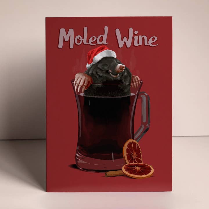 Mulled Wine Funny Christmas Card for wholesale by Fasanian Artistry