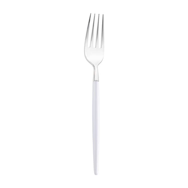 Silver w/ White Handle Moderno Plastic Dinner Forks - 20 pcs for wholesale by Smarty had a Party
