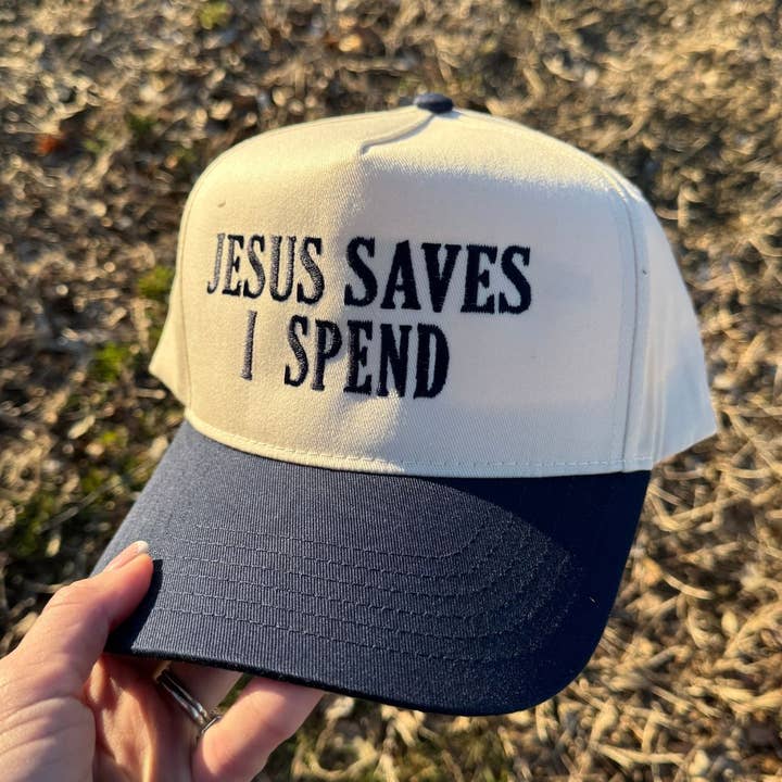 Jesus Saves I Spend Snapback Hat for wholesale by Clover + Cotton Co