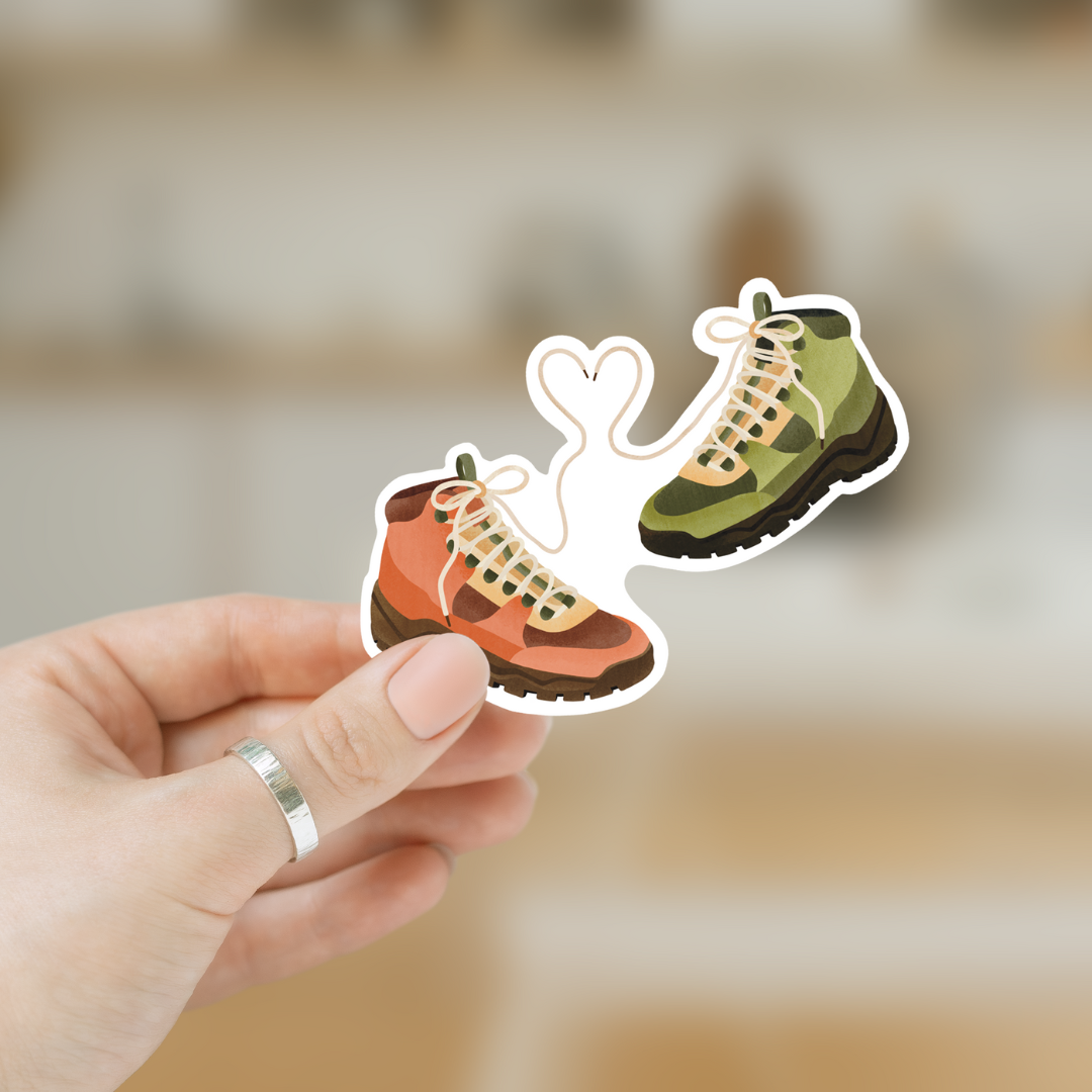 Tilda&Theo - Vente Autocollant - Autocollant vinyle chaussures de randonnée amour - autocollant couple randonneurs2