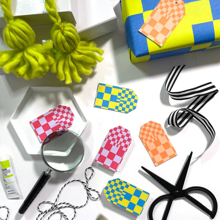 The Paper Curator – wholesale Gift tag – Checkered Gift Tag Set | Checkerboard Gift Tag | Gift Label3