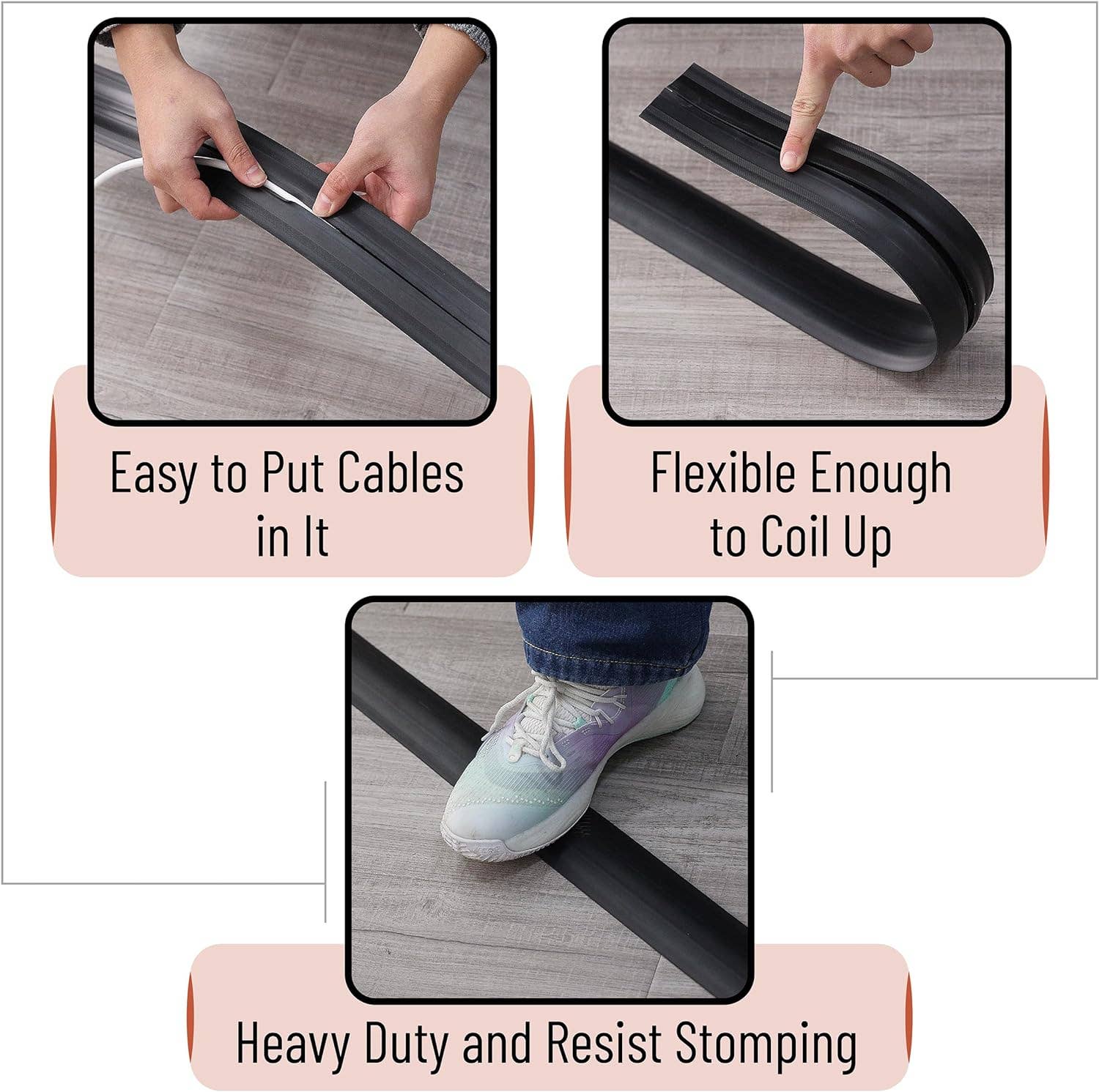 Bates Choice - Wholesale  - Bates- Floor Cord Cover, 6ft Cable Cover, Brown5