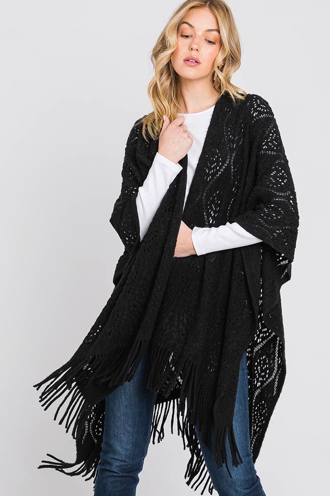 Hana - Wholesale Cardigan - Dames - Paisley Pattern Fringe Ruana18