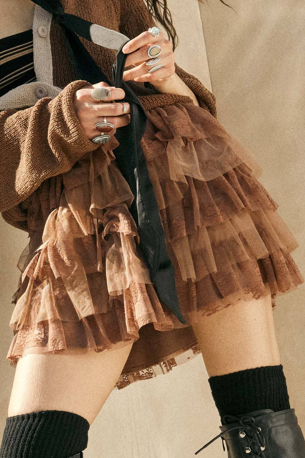 Promesa USA - Wholesale Skirt - Women's - Lace and Tulle Tiered Ruffle Mini Skirt22