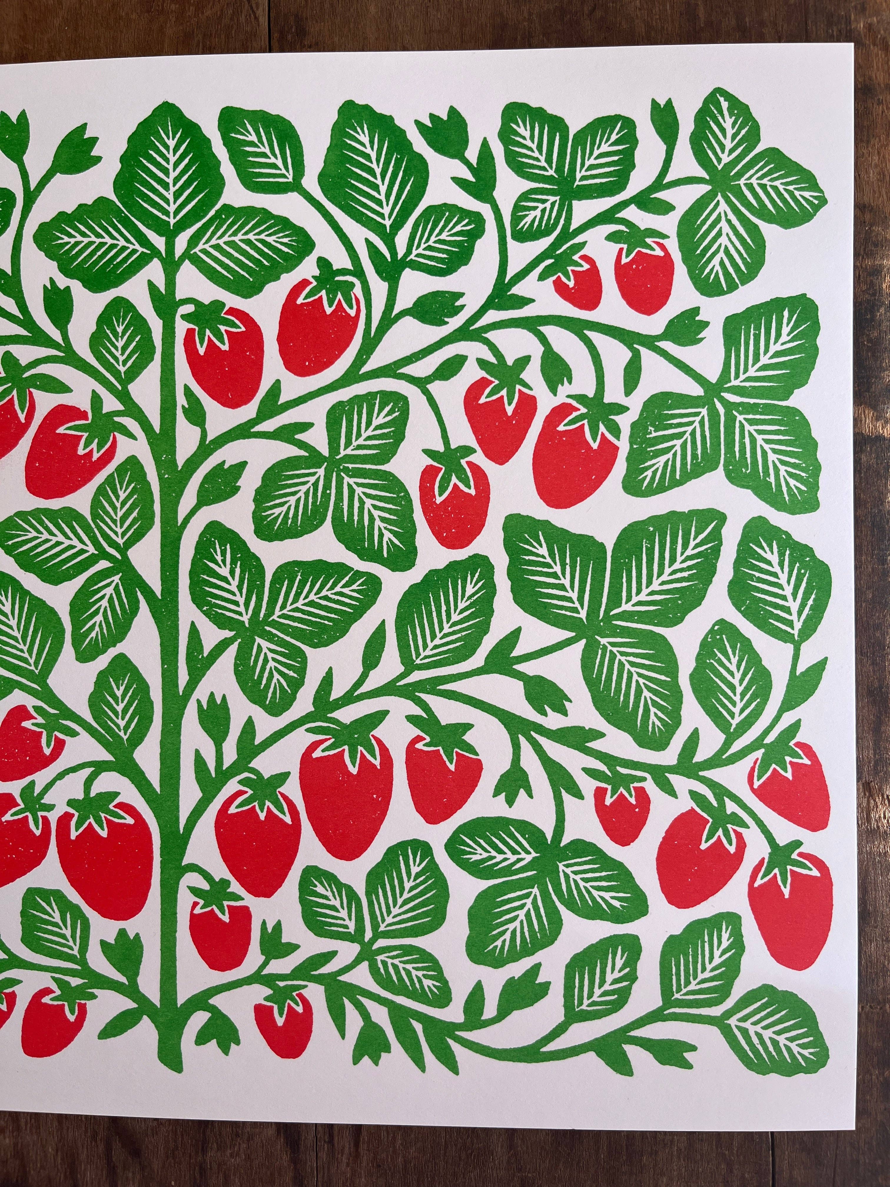 Katharine Watson - Wholesale Art Print - Garden Series: Strawberry Risograph Print2
