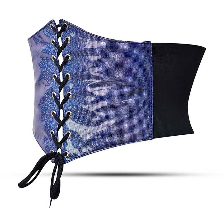 Blue PVC Waist Trainer | Women's Short Torso Corset Belt for wholesale on Faire4
