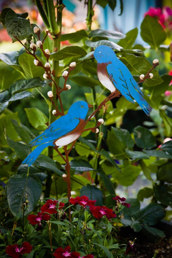 Elegant Garden Design - Wholesale Garden/Lawn Stake - Bluebirds on Pussy Willow Pick -Painted7
