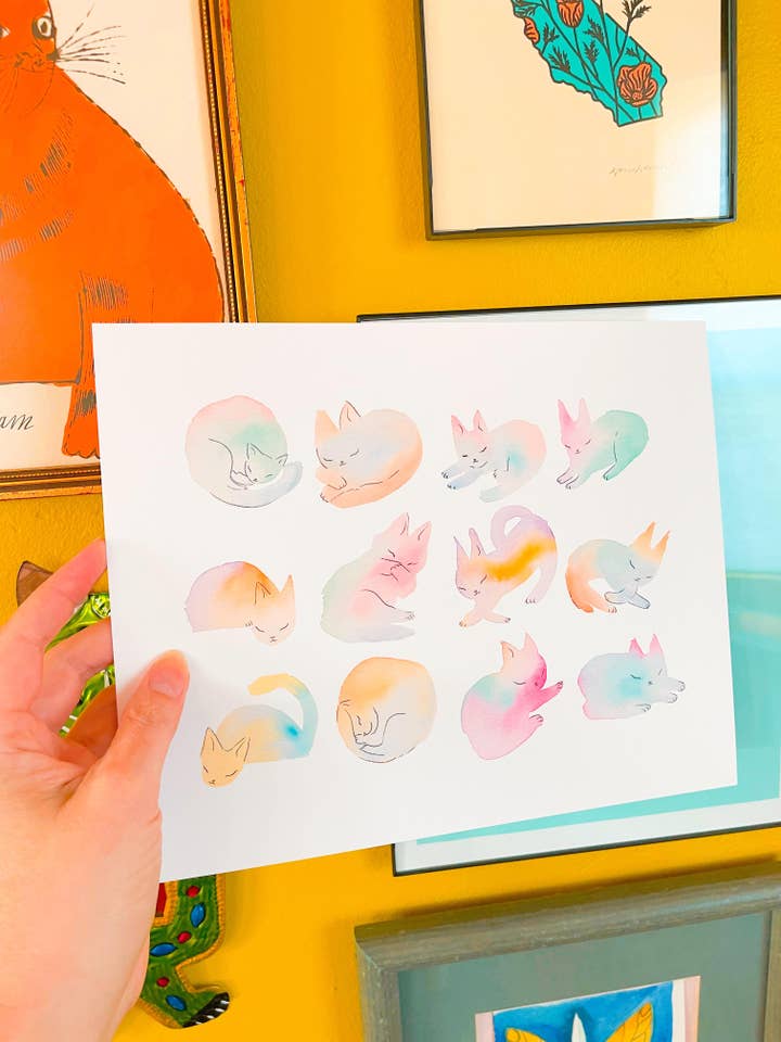 watercolor cats 8x10 print for wholesale by Bunny Dee