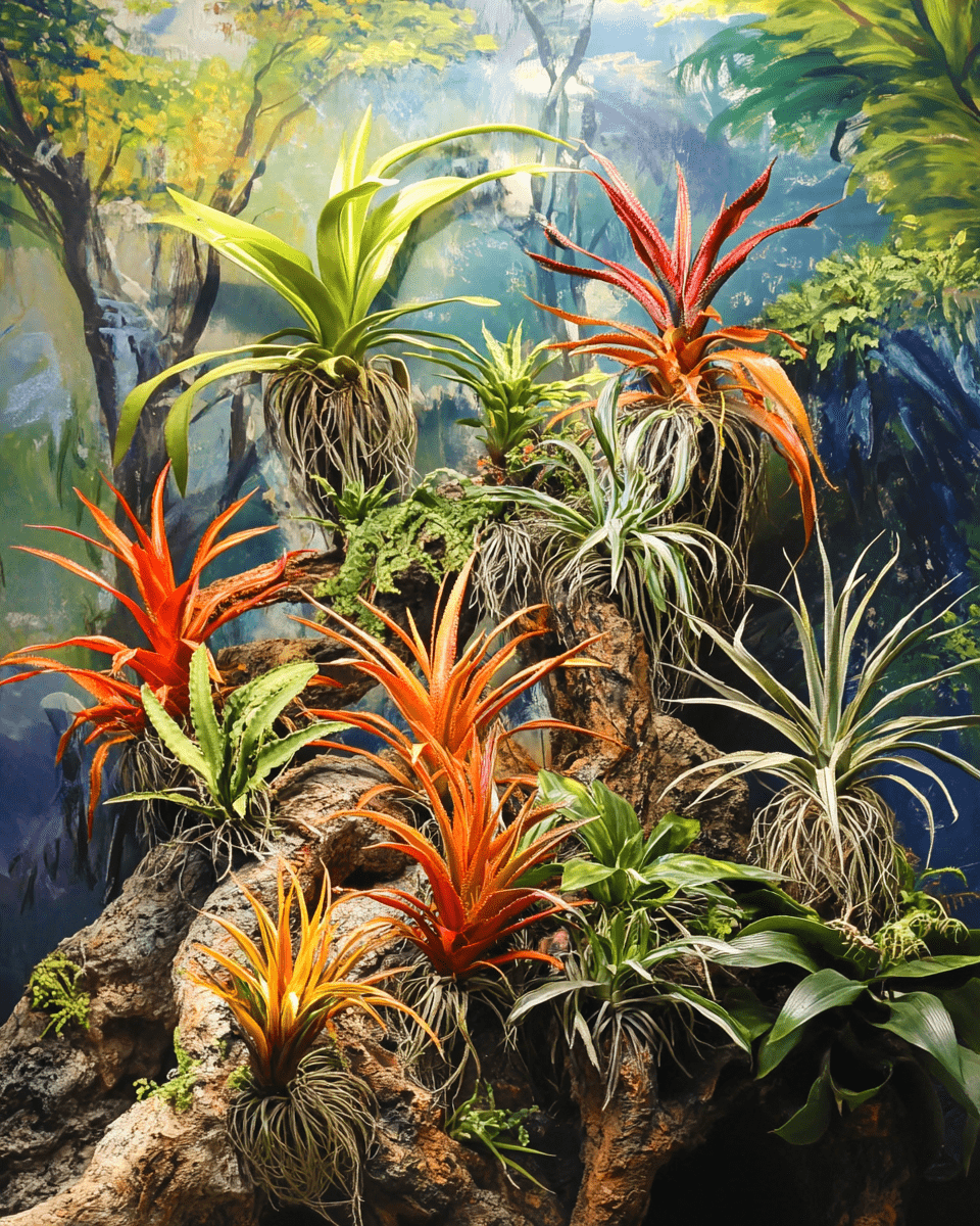 Mowbi - Wholesale Art Print - Air Plant Bromeliads with a Monkey - Bromeliad Air Plant Art Prints - 8"x10" Artwork for 11"x14" Frame0