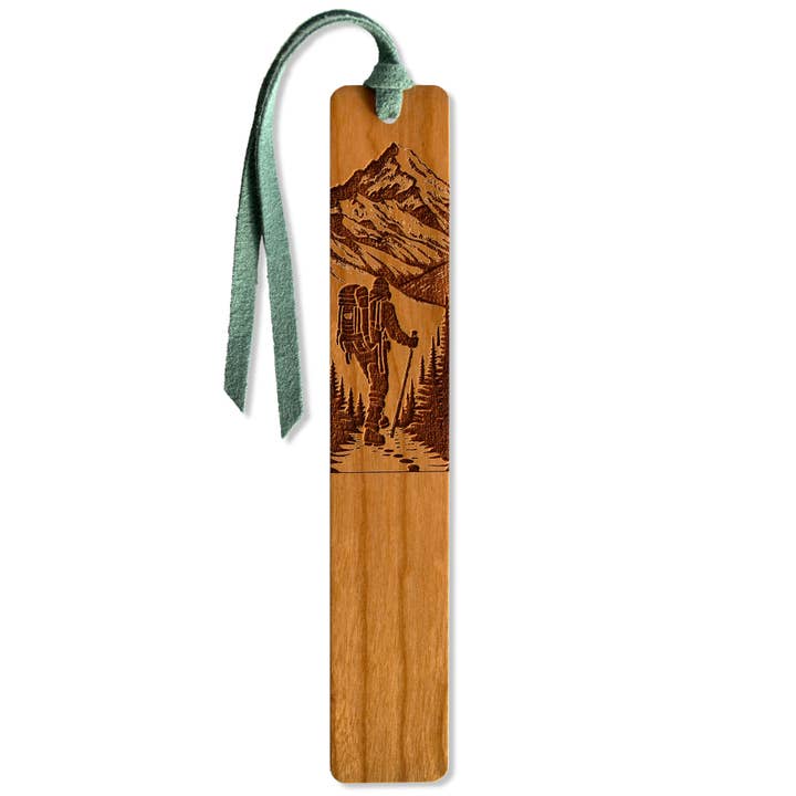 Backpacker Engraved Handmade Wooden Bookmark for wholesale by Mitercraft