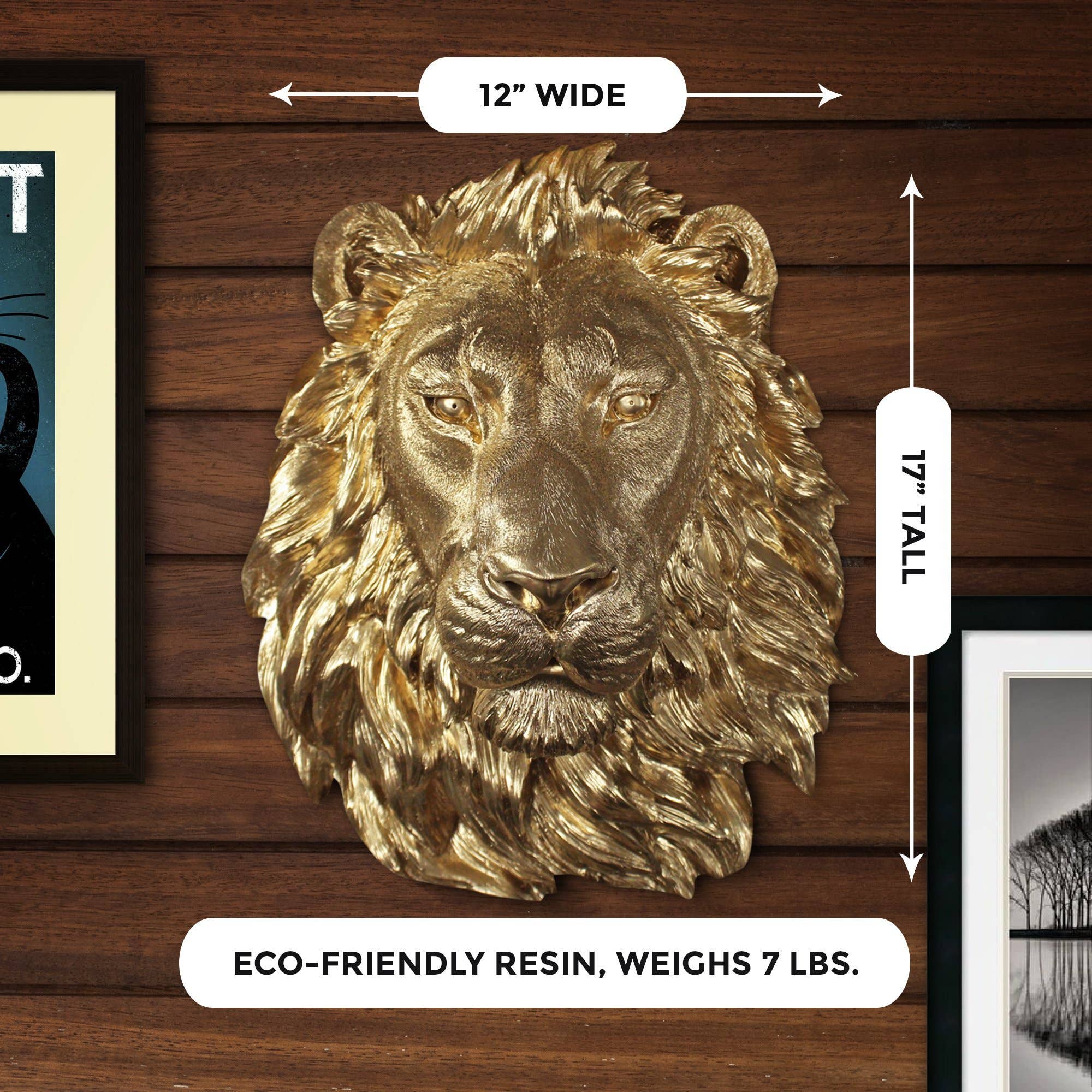 Gold The Saharan Large Lion Head Faux Taxidermy Single Color for wholesale on Faire7