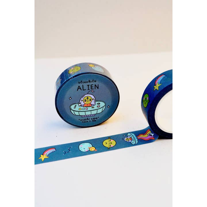 Bloemkolie - Vente Rubans adhésifs Washi - Ruban Washi Alien / Papeterie Kawaii Mignonne et Originale2