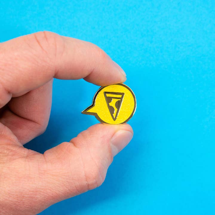 Hi, Hello There - Wholesale Lapel Pin/Button - Pizza Talk Glitter Enamel Pin2