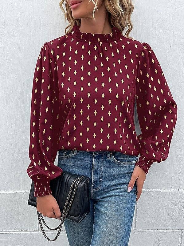 New blouse top foil stamping shirt for wholesale by Rosa Clothing
