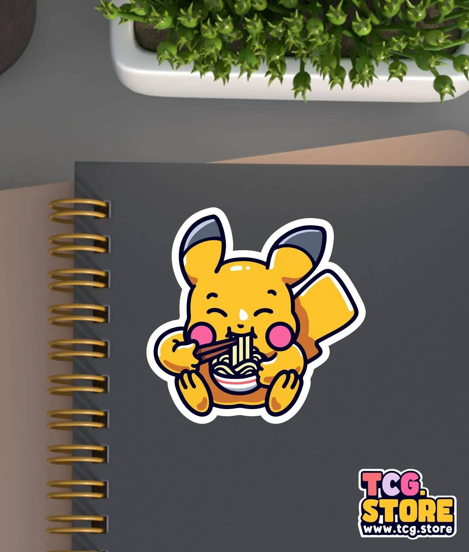 TCG.Store - TCGDOTSTORE - Wholesale Sticker - Pikachu Pokémon Sticker: Eating Ramen7