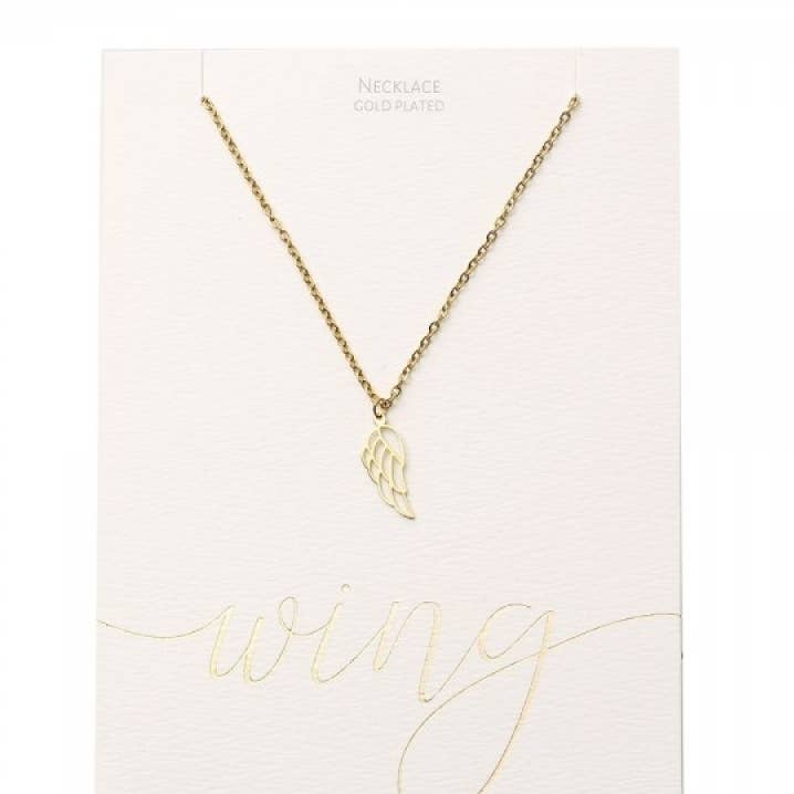 Classic Necklace - Gold-Plated - Angel Wing for wholesale by Crystals by HCA Jewellery