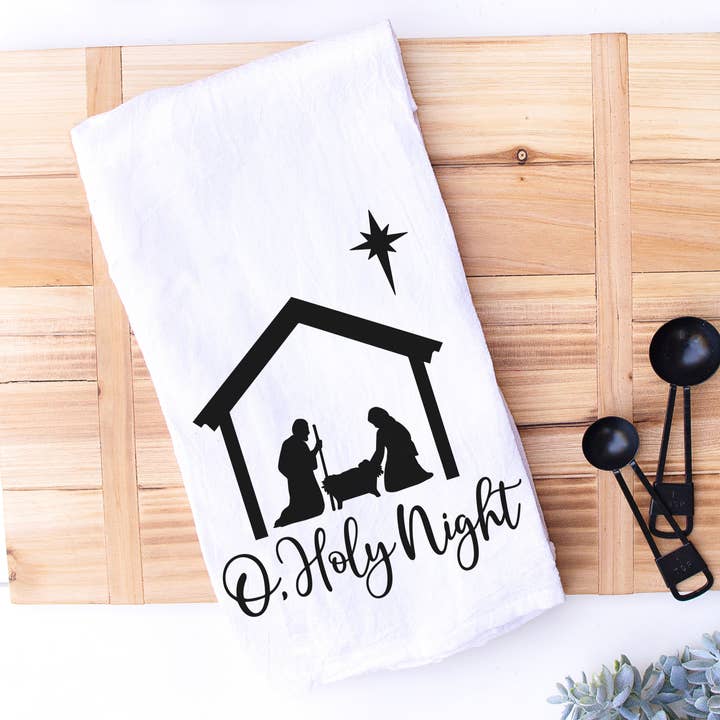 O Holy Night Religious Christmas keukenhand- en theedoek voor wholesale door Designing Moments