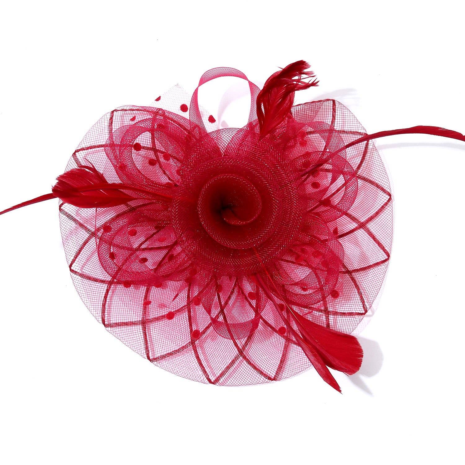 Diacly - Wholesale Fascinator Hat - Women's - Bold Polka Dot Mesh Flowers Top Flappy Fascinator 017