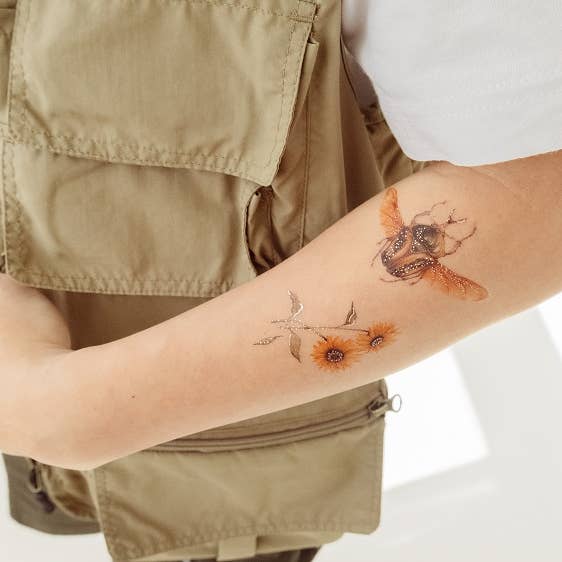 Floral Beetle Temporary Tattoo for Kids for wholesale by PAPERSELF